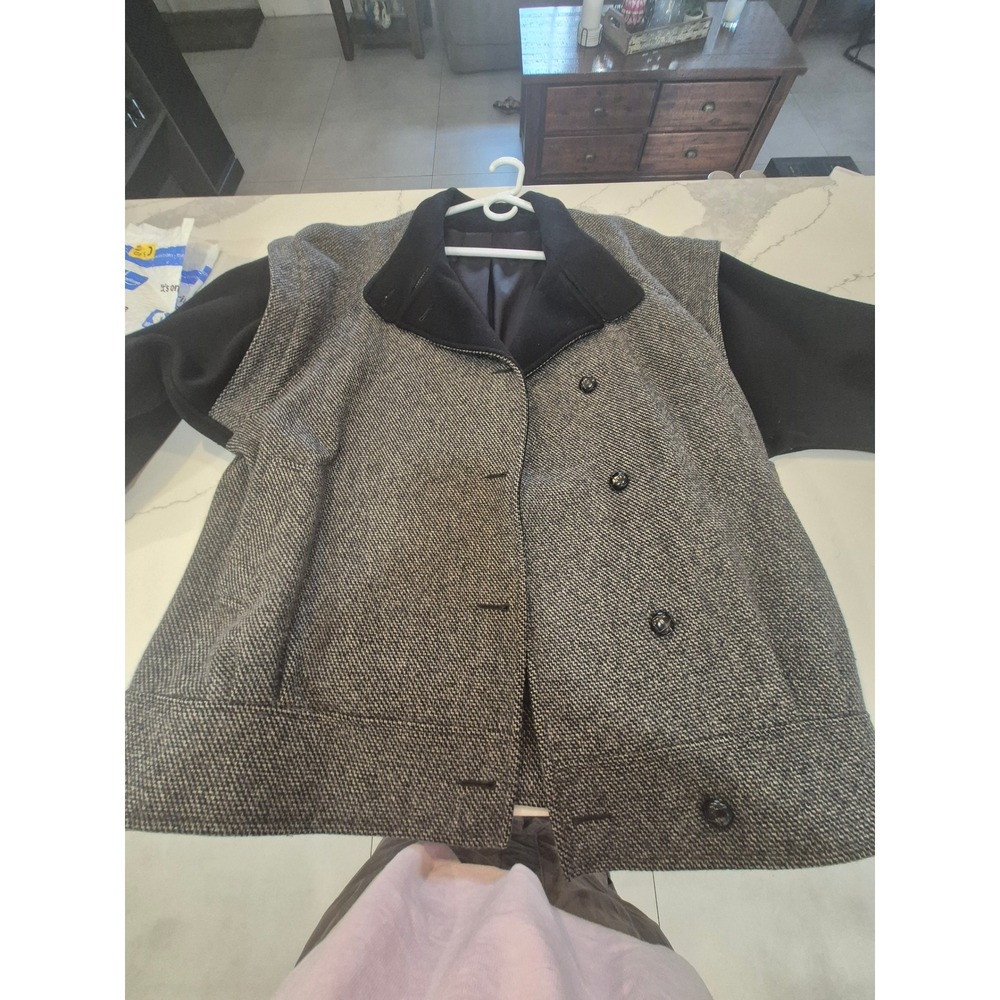 Vintage ILGWU Pure Wool Tweed Jacket Black Gray Salt and Pepper Double Breasted